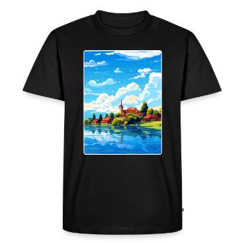 Lake Constance Germany European Travel Poster WPA - Men's Premium Organic T-Shirt - black - Front - Nico (187cm)