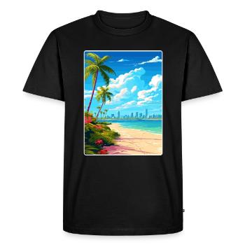 Miami Floride voyage affiche Souvenir peinture WPA - T-shirt Premium bio Homme - noir - Devant - Nico (187cm)