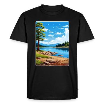 Big Bear Lake California Travel Poster Souvenir - Men's Premium Organic T-Shirt - black - Front - Nico (187cm)