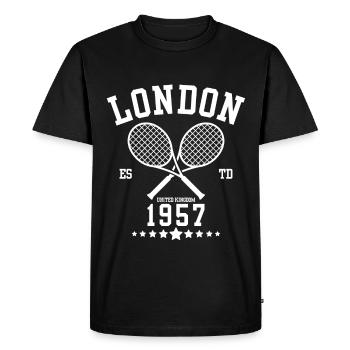 Vintage Tennis Londres Créé en 1957 - T-shirt Premium bio Homme - noir - Devant - Nico (187cm)