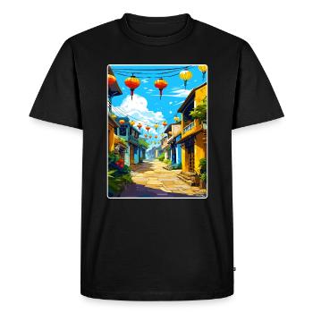 Hoi An Vietnam Travel Poster Souvenir Painting WPA - Men's Premium Organic T-Shirt - black - Front - Nico (187cm)