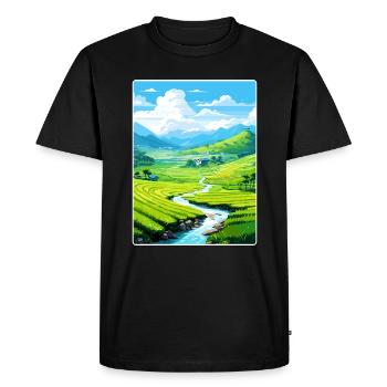 Vietnam Travel Poster Souvenir Postcard Painting - Men's Premium Organic T-Shirt - black - Front - Nico (187cm)