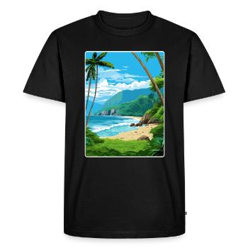 Carte d’affiche de voyage du parc national des Samoa américaines - T-shirt Premium bio Homme - noir - Devant - Nico (187cm)
