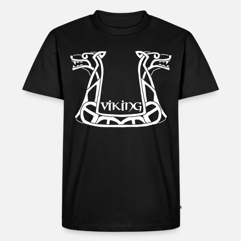 Weißer Wikinger-Drache - Männer Premium Bio T-Shirt - Schwarz