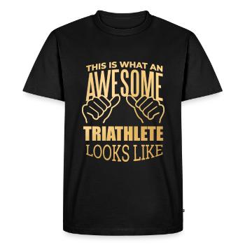 Triathlon Triathlon Triathlon - T-shirt Premium bio Homme - noir - Devant - Nico (187cm)