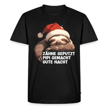 Teeth Brushed Goodnight Sloth Sleep Shirt - Men's Premium Organic T-Shirt - black - Front - Nico (187cm)
