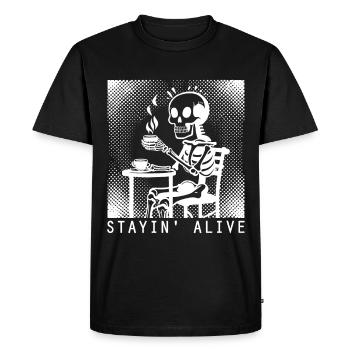 Stayin Alive Barista Café - T-shirt Premium bio Homme - noir - Devant - Nico (187cm)