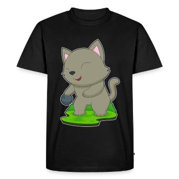 Cat Bowling Bowling Ball - Men's Premium Organic T-Shirt - black - Front - Nico (187cm)