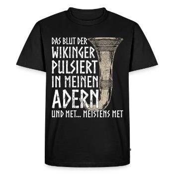 Funny Toast Mead Drinking Horn Viking Humor - Men's Premium Organic T-Shirt - black - Front - Nico (187cm)