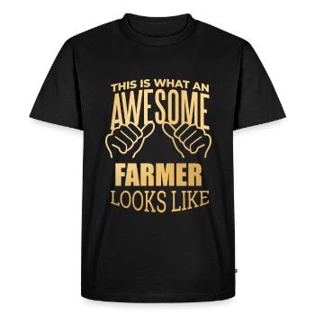 Ferme Ferme Ferme - T-shirt Premium bio Homme - noir - Devant - Nico (187cm)
