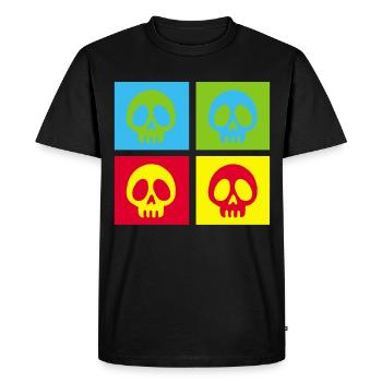Pop art manga skull - Men's Premium Organic T-Shirt - black - Front - Nico (187cm)