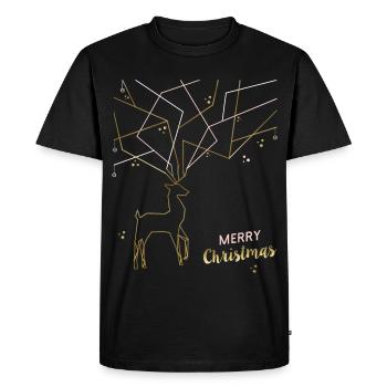 Filigrane de cerf, Joyeux Noël - T-shirt Premium bio Homme - noir - Devant - Nico (187cm)