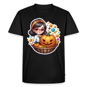 Girls Halloween Pumpkin Basket - Men's Premium Organic T-Shirt - black - Front - Nico (187cm)