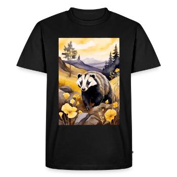 Blaireau à l’automne doré - T-shirt Premium bio Homme - noir - Devant - Nico (187cm)