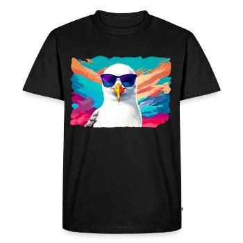 Mouette drôle avec des lunettes de soleil - T-shirt Premium bio Homme - noir - Devant - Nico (187cm)