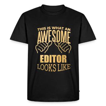 Rédacteur en chef Rédacteur en chef - T-shirt Premium bio Homme - noir - Devant - Nico (187cm)