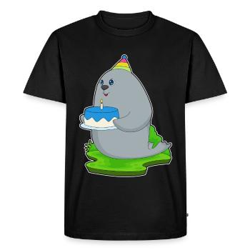 Seal Birthday Cake - Men's Premium Organic T-Shirt - black - Front - Nico (187cm)
