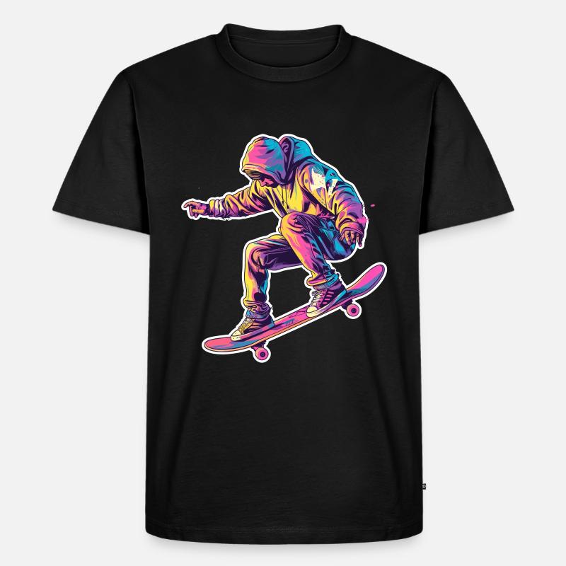 Retro Skateboarder - Männer Premium Bio T-Shirt - Schwarz