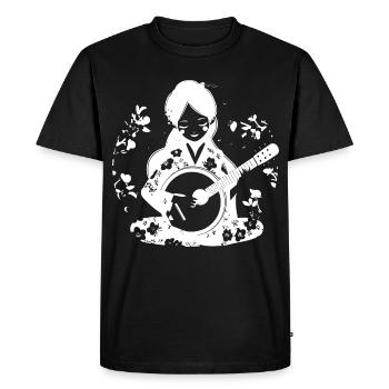Dessin d’un joueur de banjo - T-shirt Premium bio Homme - noir - Devant - Nico (187cm)