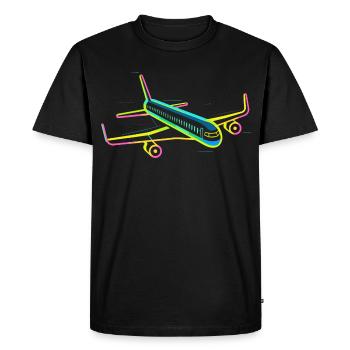 Retro Airplane Graphic - Men's Premium Organic T-Shirt - black - Front - Nico (187cm)