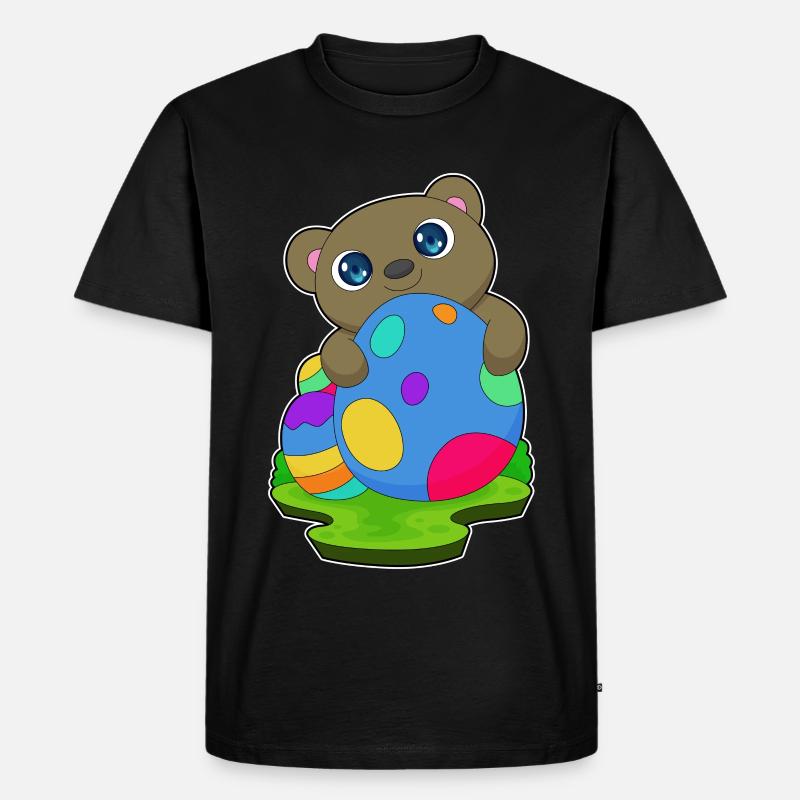 Bär Ostern Ostereier - Männer Premium Bio T-Shirt - Schwarz