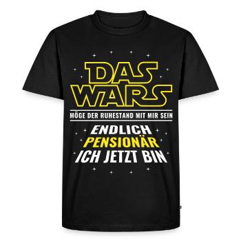 Pension Das wars - Endlich Pensionär ich jetzt bin - Männer Premium Bio T-Shirt - Schwarz - Vorne - Nico (187cm)