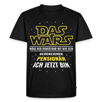 Pension - Das wars - Glücklicher Pensionär ich bin - Männer Premium Bio T-Shirt - Schwarz - Vorne - Nico (187cm)