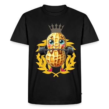 Peanut Weight Lifting Laurel Wreath Bodybuilder - Men's Premium Organic T-Shirt - black - Front - Nico (187cm)