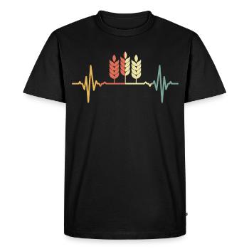 Un cœur bat pour le blé - T-shirt Premium bio Homme - noir - Devant - Nico (187cm)