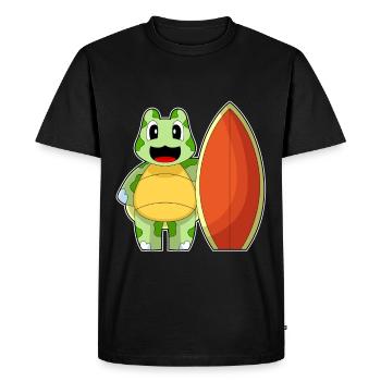 Turtle Surfing Surfboard Summer - Men's Premium Organic T-Shirt - black - Front - Nico (187cm)