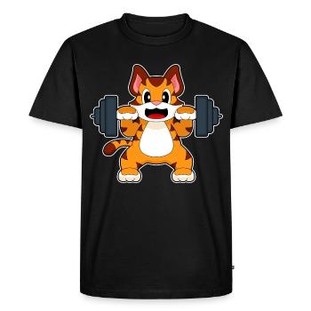 Tiger Bodybuilder Barbell Bodybuilding - Men's Premium Organic T-Shirt - black - Front - Nico (187cm)