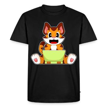 Tiger Laptop - Men's Premium Organic T-Shirt - black - Front - Nico (187cm)