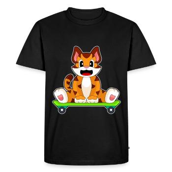 Tiger Skater Skateboard - Men's Premium Organic T-Shirt - black - Front - Nico (187cm)