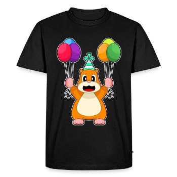 Hamster Birthday Balloon - Men's Premium Organic T-Shirt - black - Front - Nico (187cm)