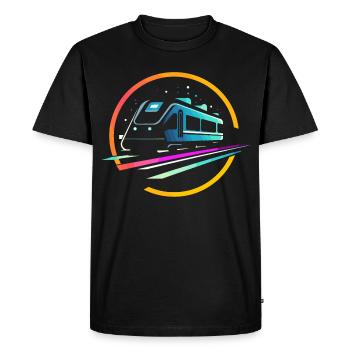Train Comic - Men's Premium Organic T-Shirt - black - Front - Nico (187cm)