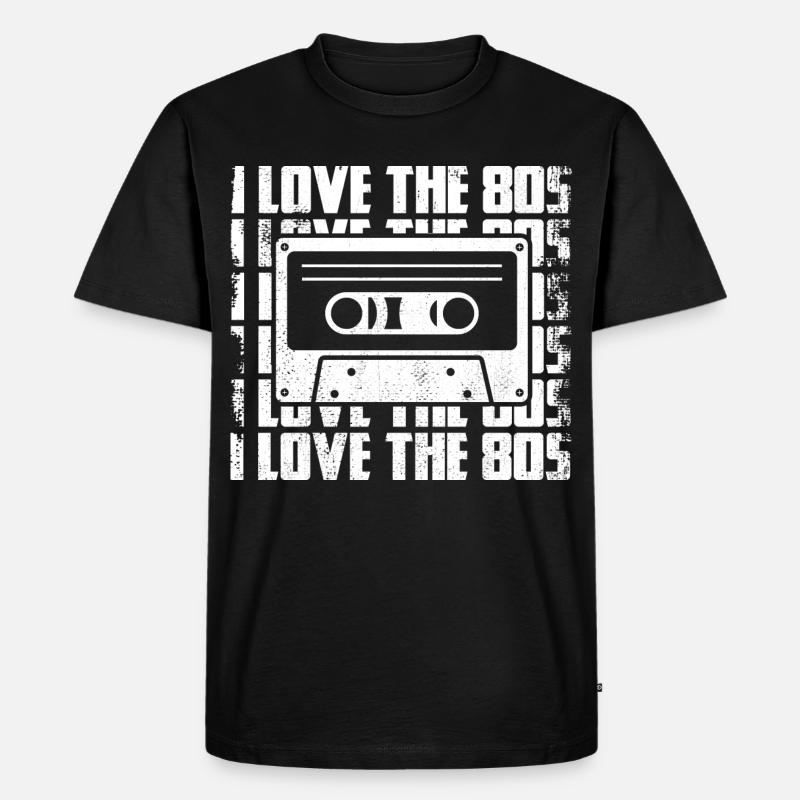 Ich liebe die 80er - Männer Premium Bio T-Shirt - Schwarz
