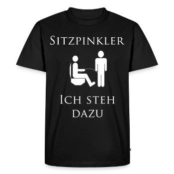 Sitting pee - I stand by it - Men's Premium Organic T-Shirt - black - Front - Nico (187cm)