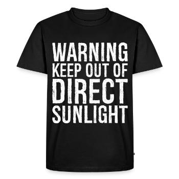 warning keep out of direct sunlight funny - Men's Premium Organic T-Shirt - black - Front - Nico (187cm)