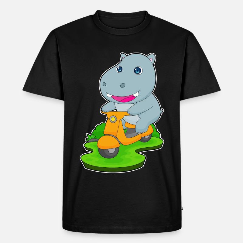 Nilpferd Motorroller - Männer Premium Bio T-Shirt - Schwarz