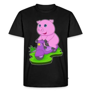 Pig Scooter - Men's Premium Organic T-Shirt - black - Front - Nico (187cm)