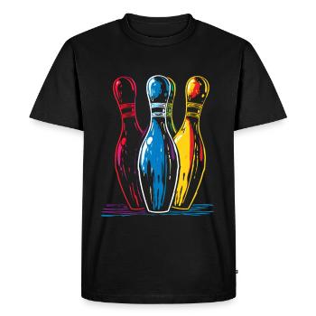 Oldschool Bowling Drawing - Men's Premium Organic T-Shirt - black - Front - Nico (187cm)