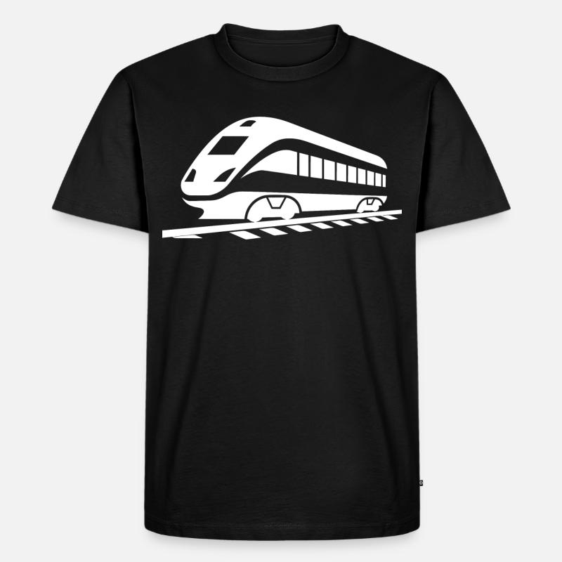 Eisenbahn Zeichnung - Männer Premium Bio T-Shirt - Schwarz