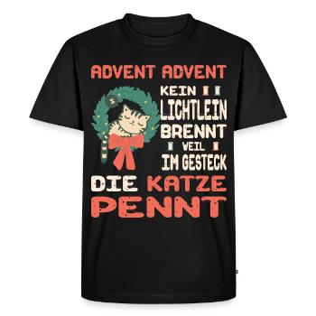 Temps de l’Avent avec chat - T-shirt Premium bio Homme - noir - Devant - Nico (187cm)