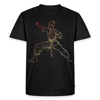 Karate Girl Sketch Retro Style - Men's Premium Organic T-Shirt - black - Front - Nico (187cm)