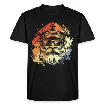 Dessin rétro de capitaine à voile - T-shirt Premium bio Homme - noir - Devant - Nico (187cm)