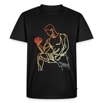 Fitness Drawing - Men's Premium Organic T-Shirt - black - Front - Nico (187cm)