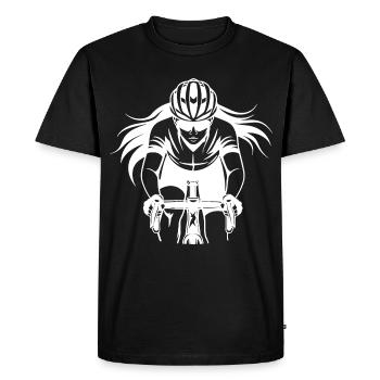 Female cyclist Drawing - Men's Premium Organic T-Shirt - black - Front - Nico (187cm)
