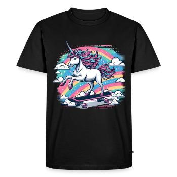 Rainbow Unicorn Skateboard - Men's Premium Organic T-Shirt - black - Front - Nico (187cm)