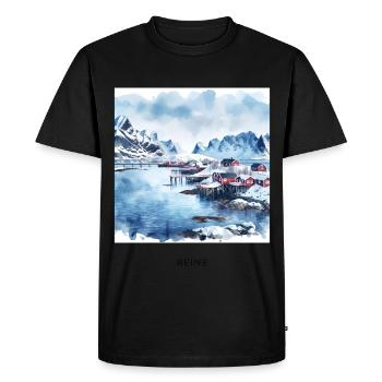 Pure Lofoten Hiver Scandinavie Norvège - T-shirt Premium bio Homme - noir - Devant - Nico (187cm)