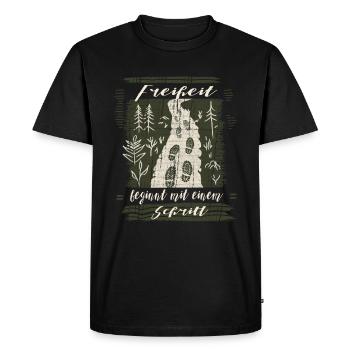 The path is created while walking – Wald Design - Men's Premium Organic T-Shirt - black - Front - Nico (187cm)